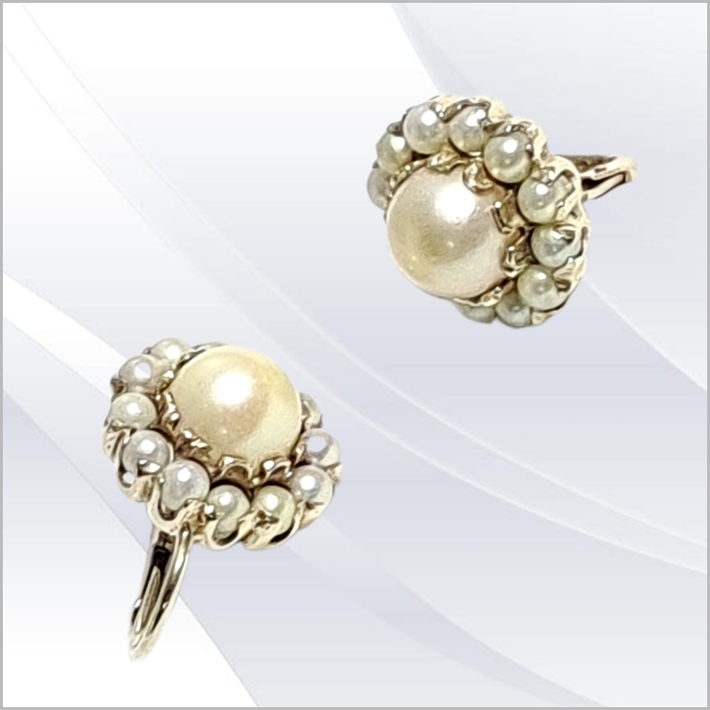 Elegant 10k Solid Gold Earrings with Pearls - Picture 2 of 6